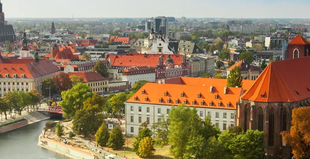 Panoramic view of Wroclaw, Poland.
