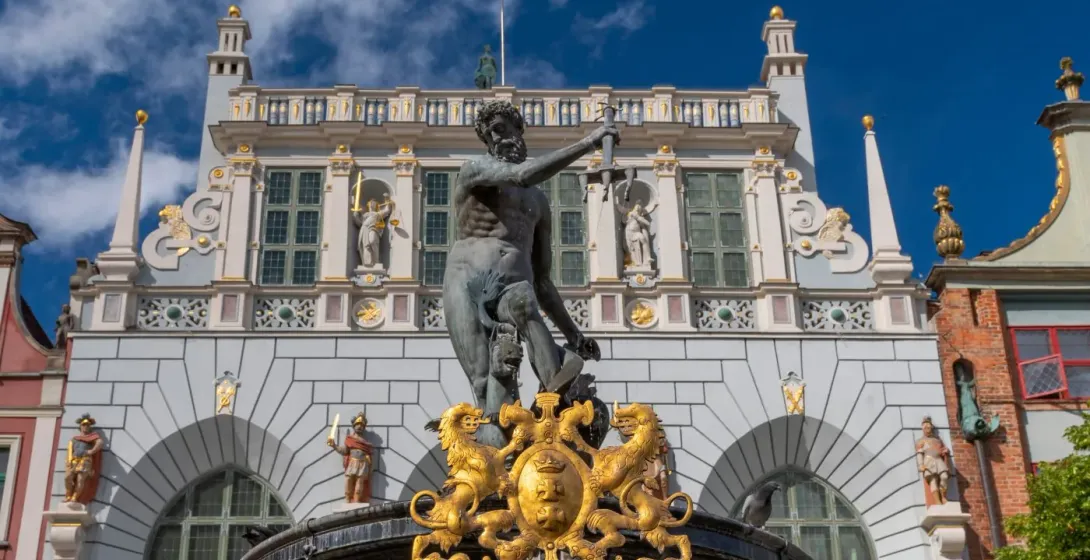 Neptune's Fountain in Gdansk, Poland.