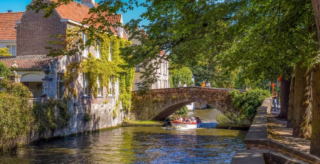 Canal tour in Bruges, Belgium.