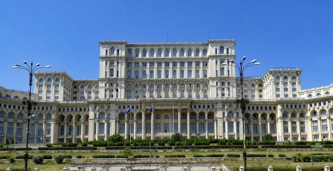 The impressive Palace of the Parliament in Bucharest, Romania.