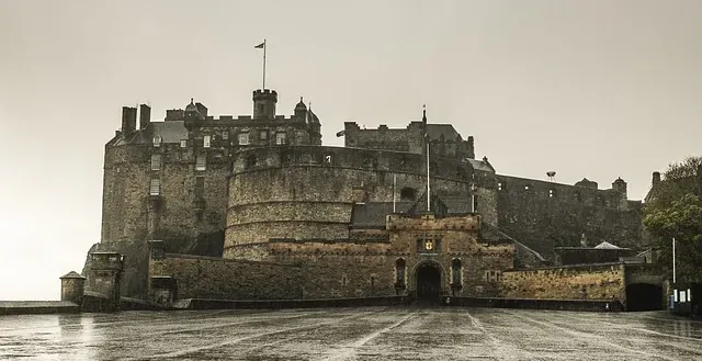 Edinburgh Castle on a rainy day.