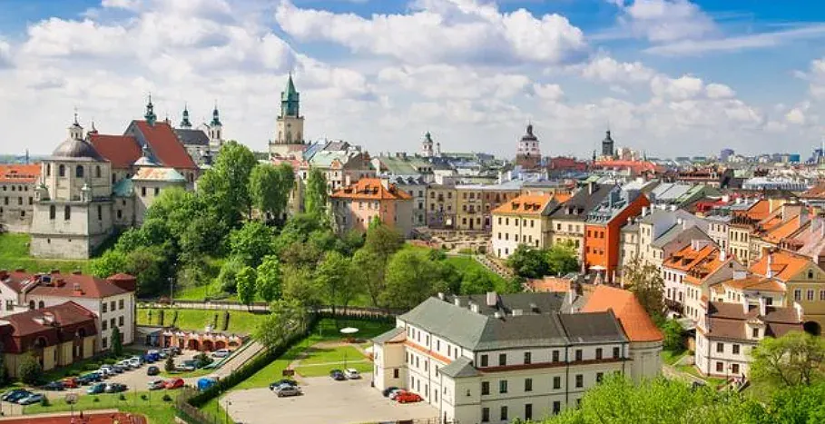 Panoramic view of Lublin's Old Town, Poland.