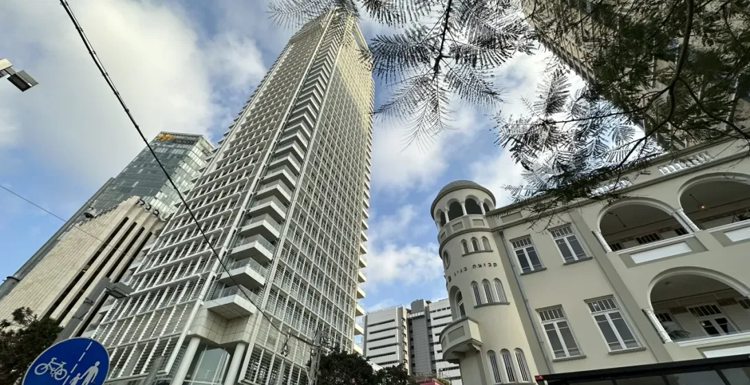 Modern and historic buildings in Tel Aviv, Israel.