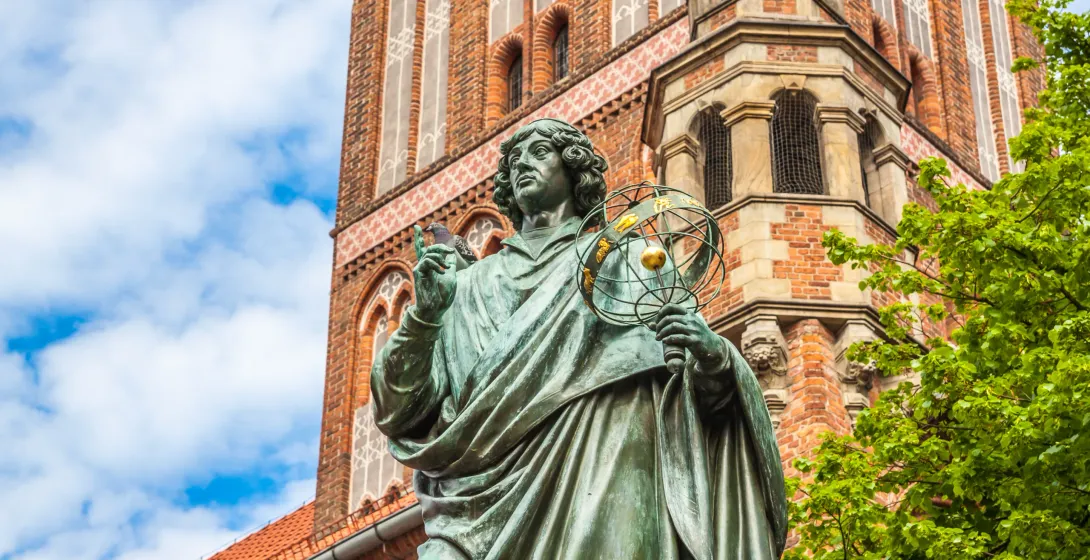 Bronze statue of Nicolaus Copernicus in Toruń, Poland.