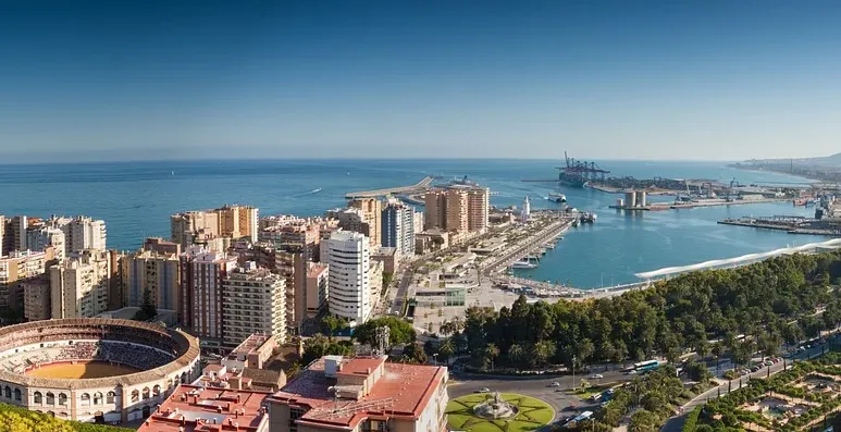 Panoramic view of Malaga, Spain.