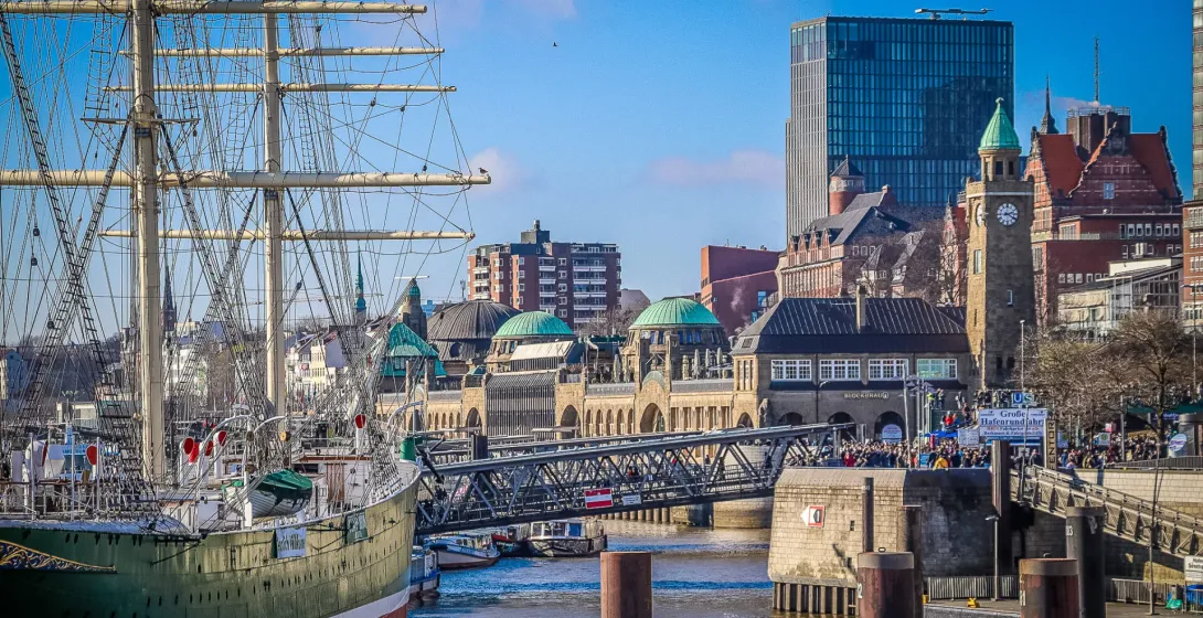 Rickmer Rickmers sailing ship in Hamburg harbor