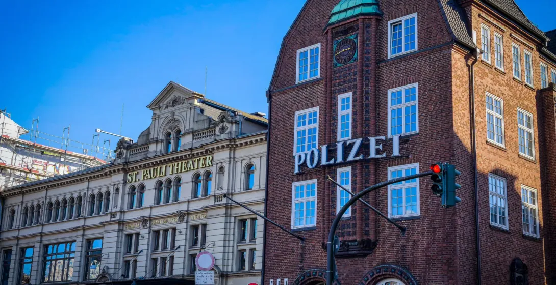 Historic St. Pauli Theater and Police Station in Hamburg, Germany.