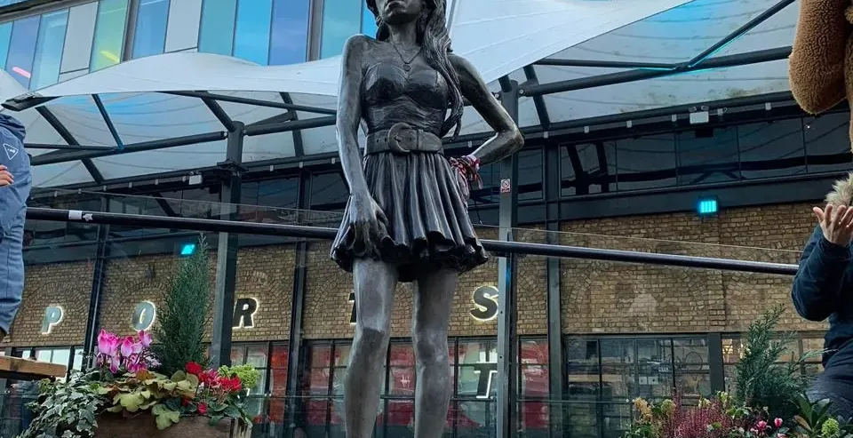 Amy Winehouse statue in Camden Market, London.