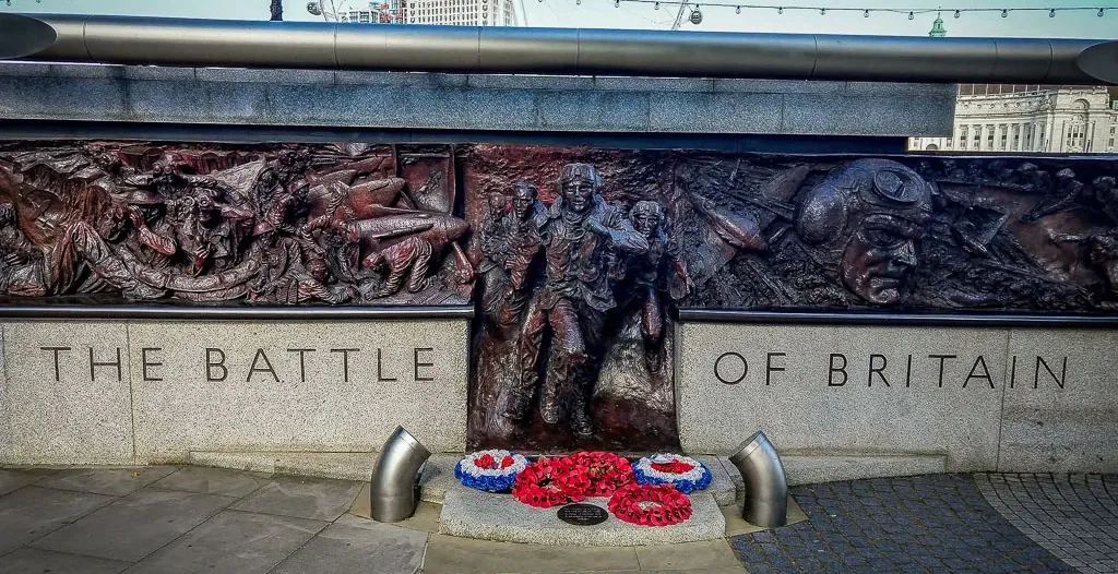 The Battle of Britain Monument in London, a moving tribute to WWII airmen.