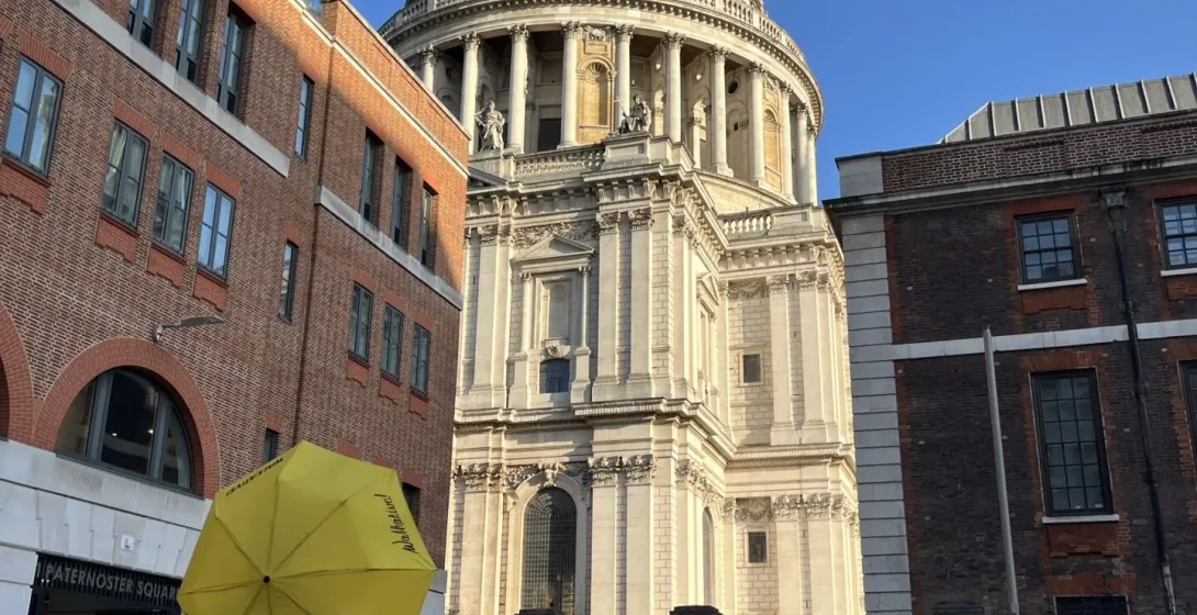 A guided walking tour in London, featuring St. Paul's Cathedral.
