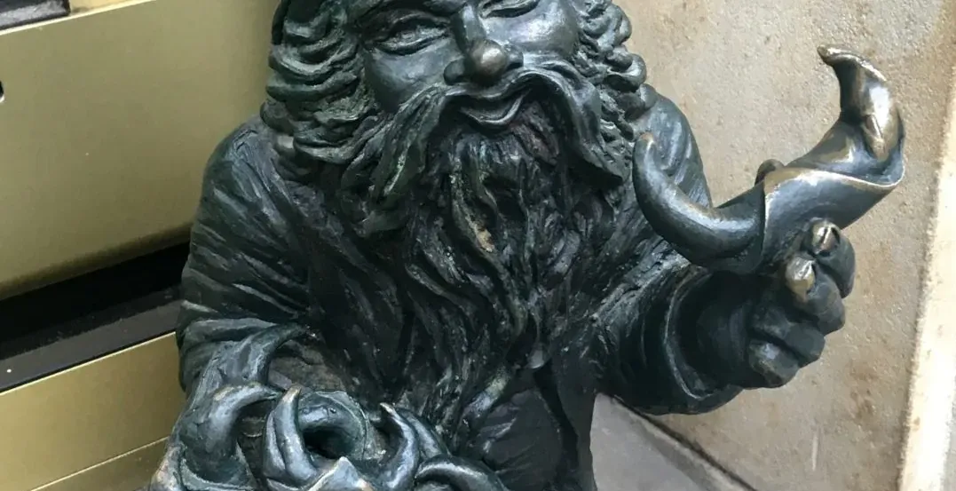 A bronze gnome statue in Wrocław, Poland.