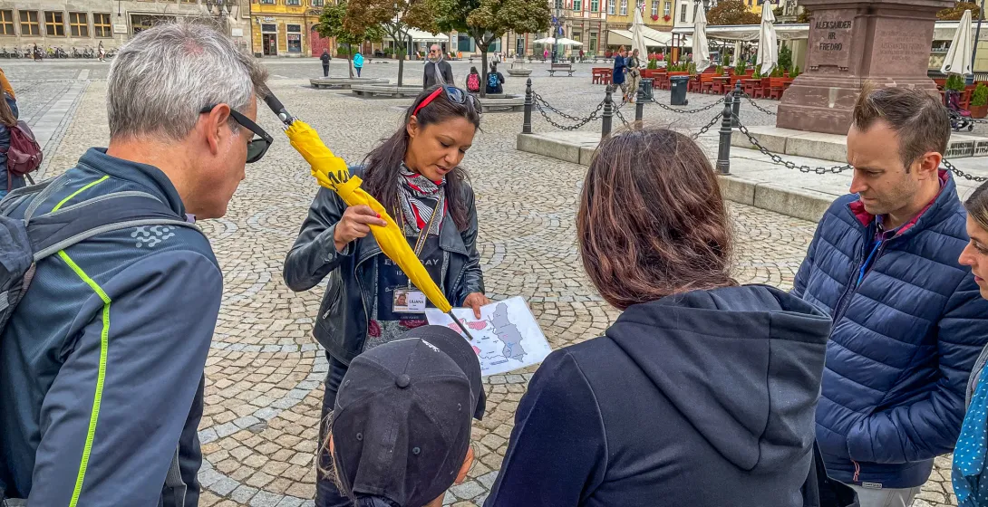 A guided tour in Wrocław's Market Square.