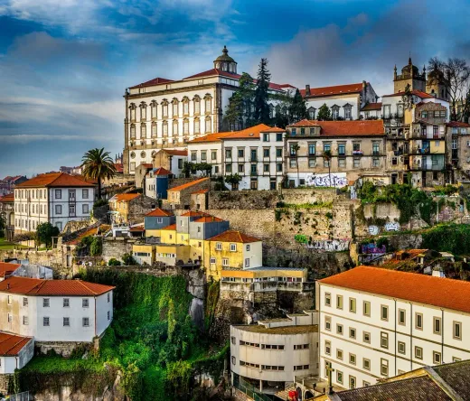 Historic Porto buildings on a hillside.