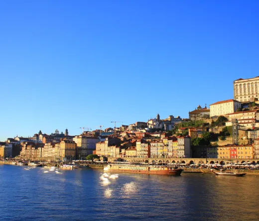 Panoramic view of Porto's Ribeira district and the Douro River.