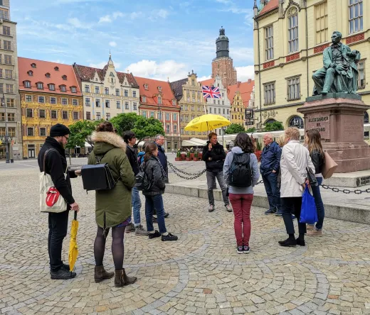 Guided walking tour in Wrocław's Market Square.