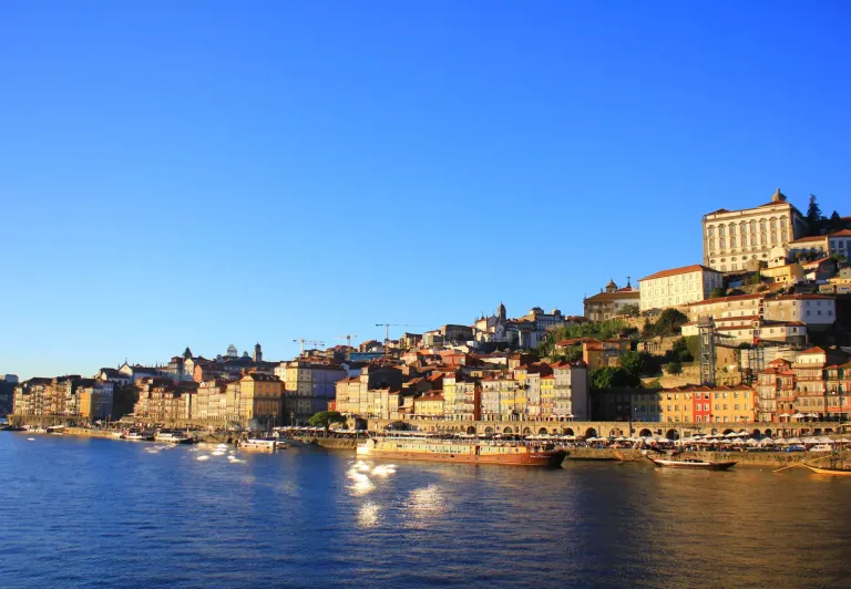 Panoramic view of Porto's Ribeira district and the Douro River.