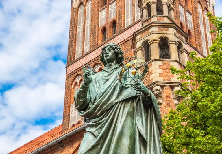 Nicolaus Copernicus monument in Toruń's Old Town, Poland.
