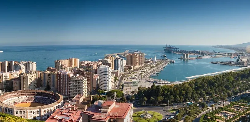 Panoramic view of Malaga, Spain.
