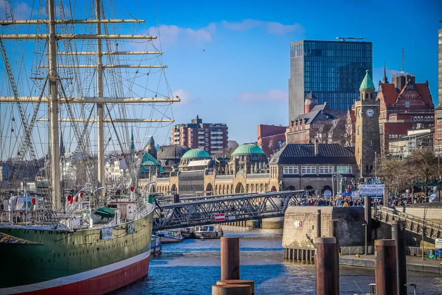 Rickmer Rickmers sailing ship in Hamburg harbor