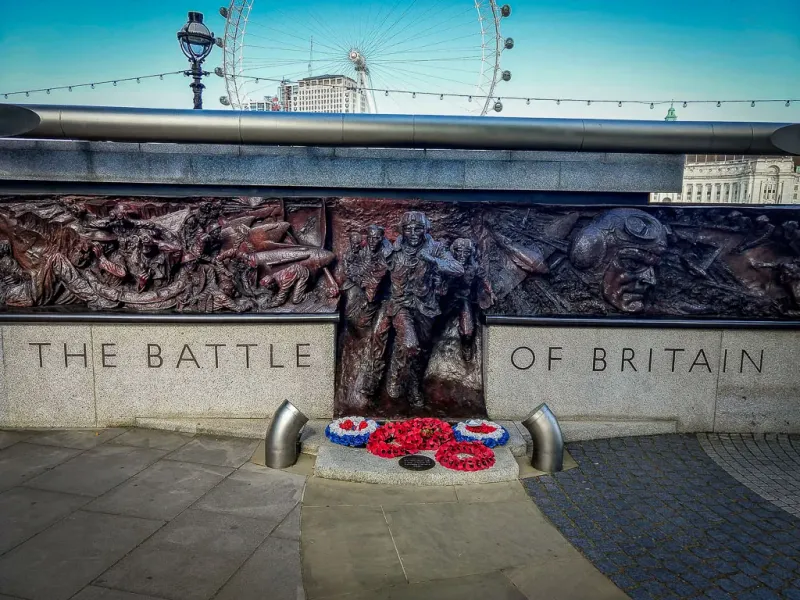 The Battle of Britain Monument in London, a moving tribute to WWII airmen.