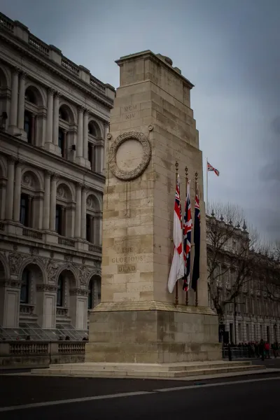 The Cenotaph in Whitehall, London, a moving war memorial.