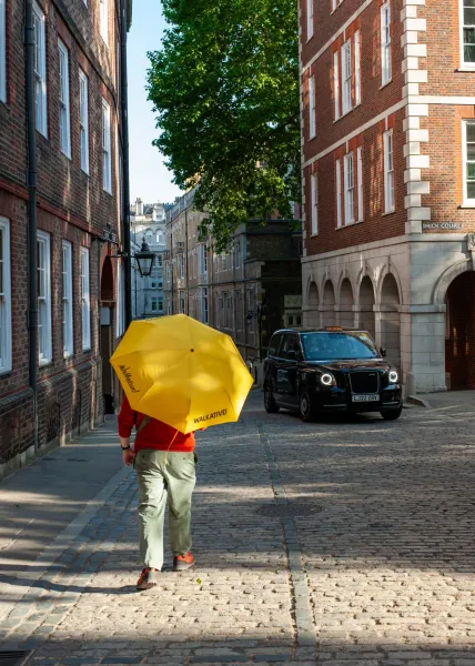 A guided walking tour in London, England.