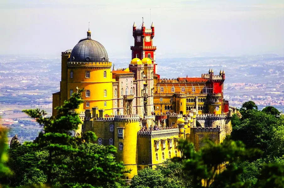 Pena Palace in Sintra, Portugal, a popular tourist destination.