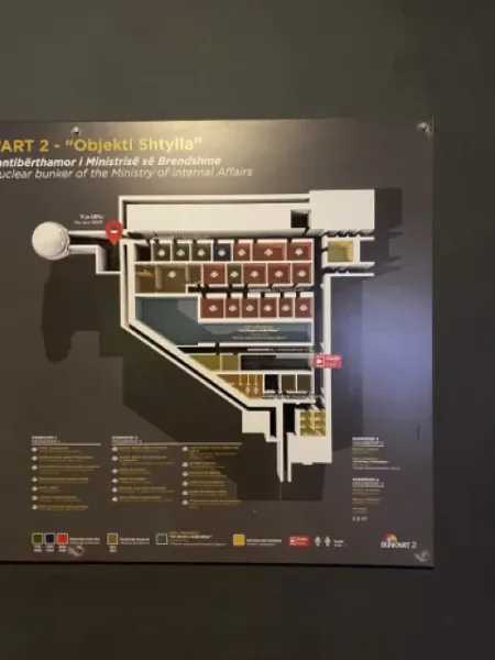 Map of the Objekti Shtylla nuclear bunker in Tirana, Albania.