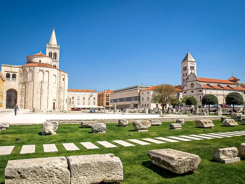 Explore the ancient Roman Forum in Zadar, Croatia.