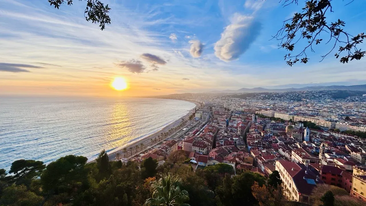 Sunset over Nice, France.