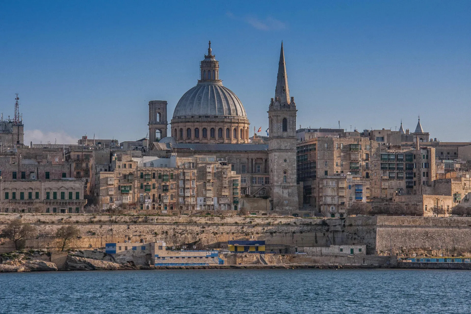 Panoramic view of Valletta's historic center, Malta.