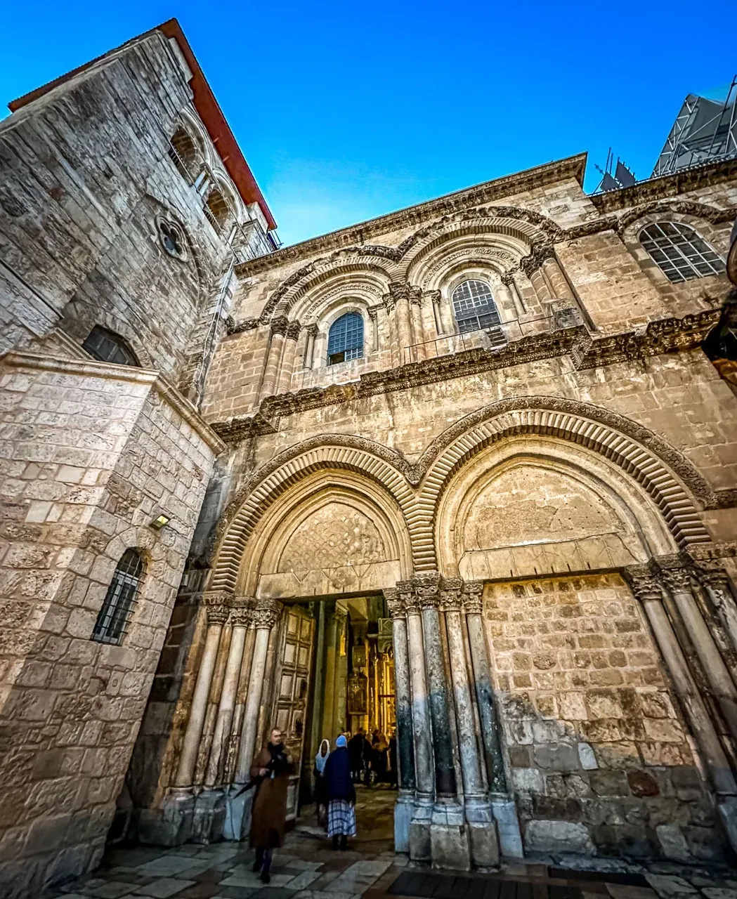 Entrance to the Church of the Holy Sepulchre in Jerusalem.